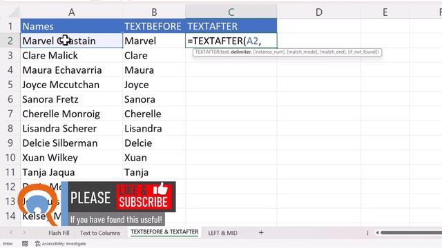 How to Separate First & Last Names In Excel | Split Text by Delimiter - Space or Comma смотреть онлайн