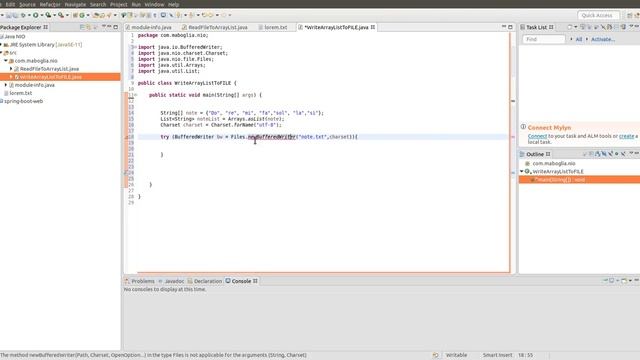 Java NIO Write ArrayList to a File смотреть онлайн