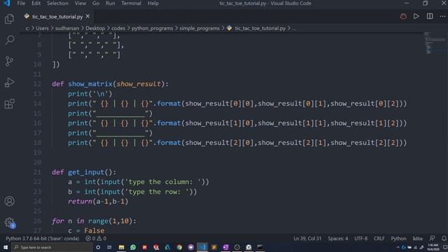 Coding Challenge 2: Tic Tac Toe Game | Python | Tutorial | смотреть онлайн