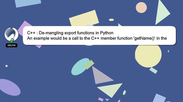 C++ : De-mangling export functions in Python смотреть онлайн