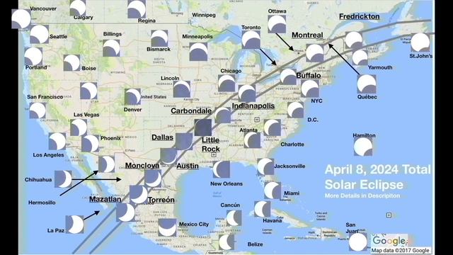2024 Total Solar Eclipse Animation for North America смотреть онлайн