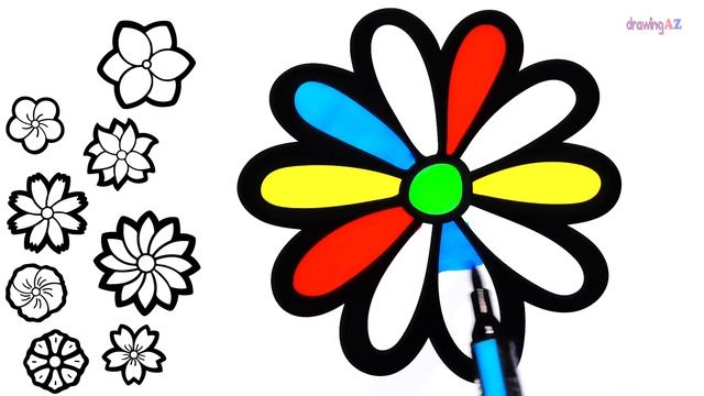 Coloring 9 Flowers | Painting and Drawing Clip Art смотреть онлайн