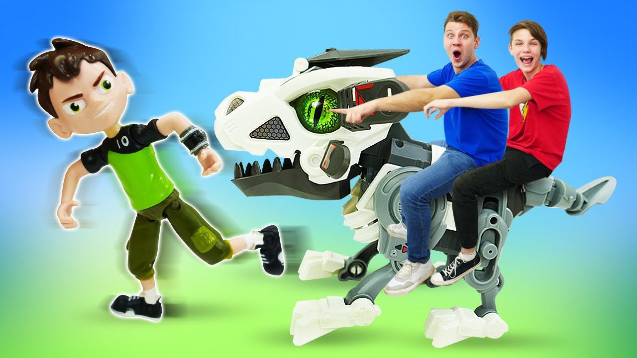 Бен 10 игры битвы - Робот Динозавр против злодеев из Бен Тен! - Прикольные видео игры для мальчиков смотреть онлайн