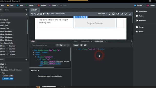 Saving Column Themes in Bootstrap Studio BSS смотреть онлайн