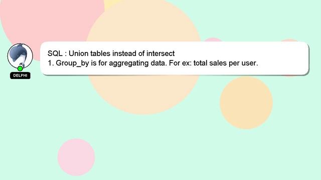 SQL : Union tables instead of intersect смотреть онлайн