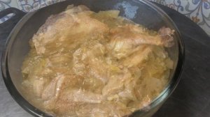 Гусь тушеный с капустой и луковым взваром. Очень вкусно!#гусь#напраздничный#гусьскапустой