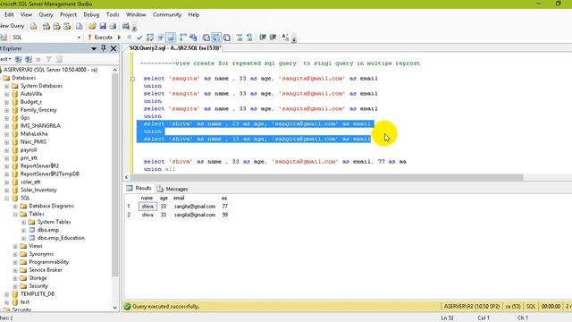 Create View Union N Union all use Group By Clase 07 Dec 2016 смотреть онлайн
