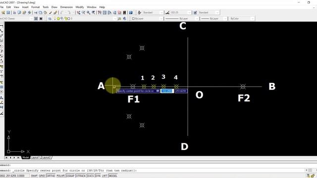 ELLIPSE - FOCI METHOD OR ARCS OF CIRCLES METHOD - AUTOCAD 2007 смотреть онлайн