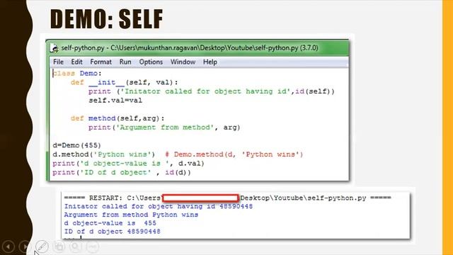 Python self variable смотреть онлайн