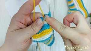 ДЕТСКИЕ следки - тапочки спицами без шва на подошве. Подробный мастер класс.