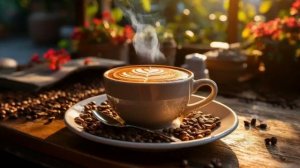 Легкая джазовая музыка с чашкой ароматного кофе и приятным шумом океана.