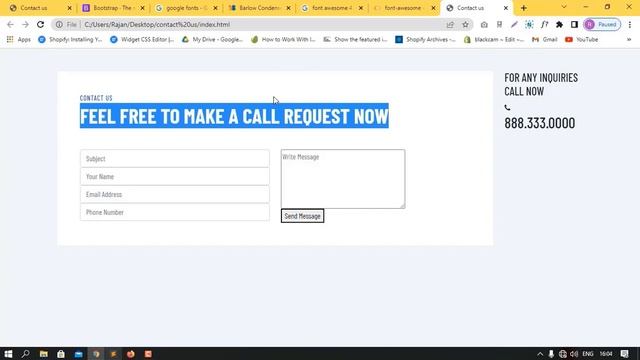 How To Create Responsive Contact Us Form Using HTML, CSS & Bootstrap смотреть онлайн