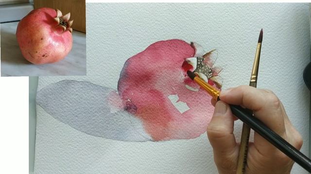 Рисуем гранат акварелью. смотреть онлайн