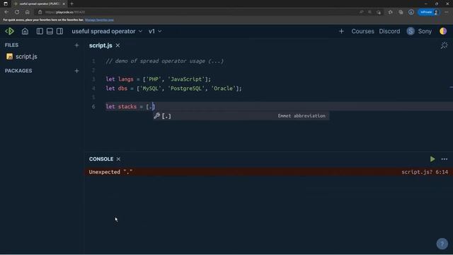 JavaScript spread operator (...) in action смотреть онлайн