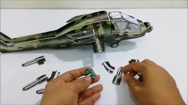 3D Puzzle Helicopter , AH - 64 Apache Armed Helicopter смотреть онлайн