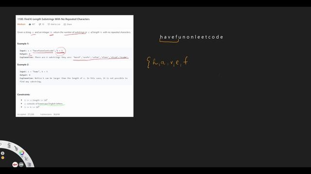 Leetcode 1100 - Find K-Length Substrings With No Repeated Characters - Amazon Java Coding Interview смотреть онлайн