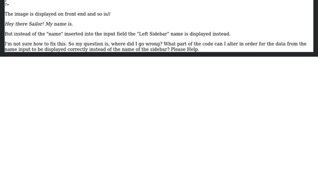 Wordpress: Name Input from widget displays Sidebar name instead of saved data смотреть онлайн