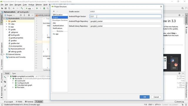 Change Gradle plugin version in Android Studio 3.3.1 смотреть онлайн