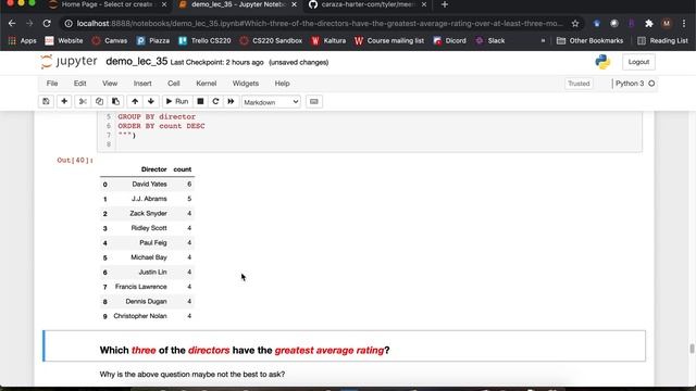 [CS 220 / CS319 Spring 2021] LEC 35 Video 4: group by with other clauses смотреть онлайн