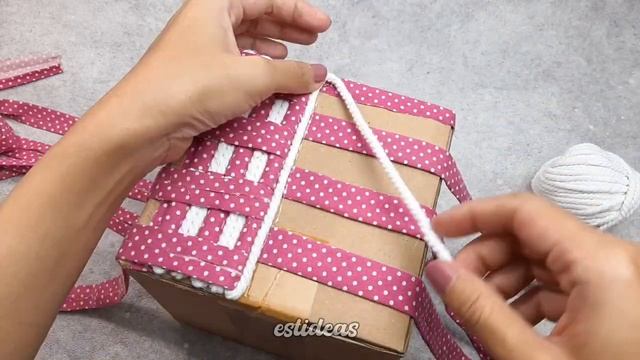 How to Make a Beautiful Storage Basket Out of Macrame Rope and Cotton Fabric/DIY Storage Basket смотреть онлайн