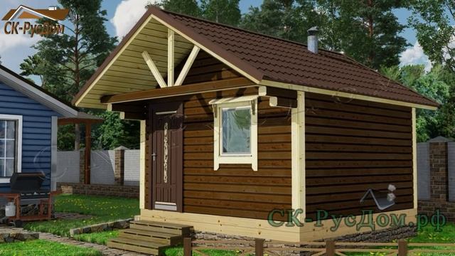 Деревянная баня 4 на 4 / Проект БК - 4 смотреть онлайн