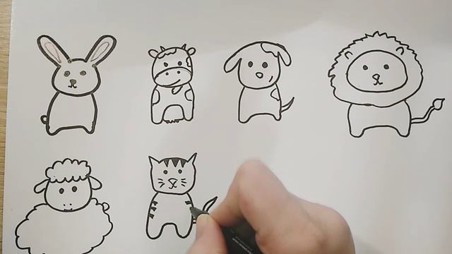 Как нарисовать милых животных легко How draw 8 Cute alimals easy #how_draw смотреть онлайн