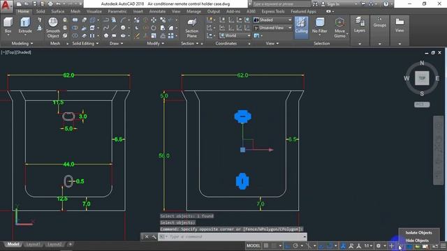 AutoCAD 3D, How to draw air conditioner remote control holder case, autoCAD смотреть онлайн