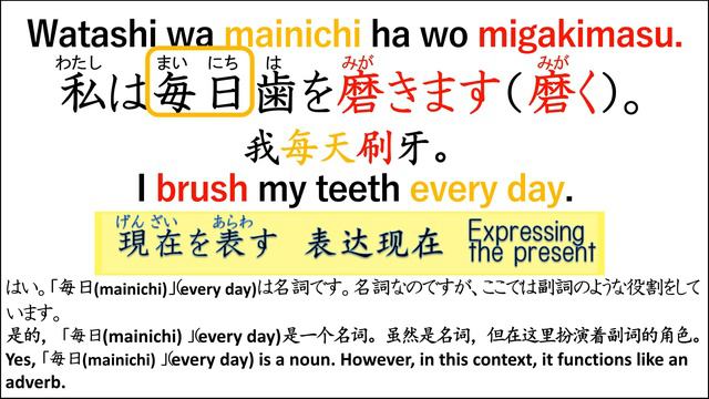 Japanese sentence pattern. 5-3【I brush my teeth every day.】 смотреть онлайн