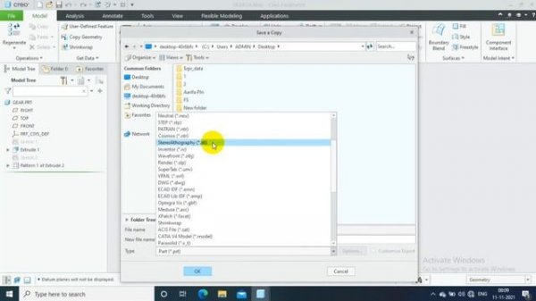 CONVERTING CREO MODEL TO STL FILE | FOR 3D PRINTING