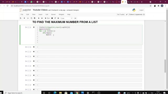Python code to find maximum number in a list смотреть онлайн