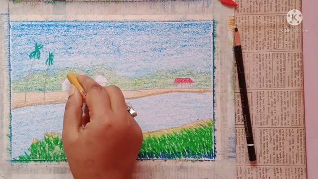 Easy River Side Landscape Drawing With Oil Pastel || Step by Step || Oil Pastel Drawing For Beginne смотреть онлайн