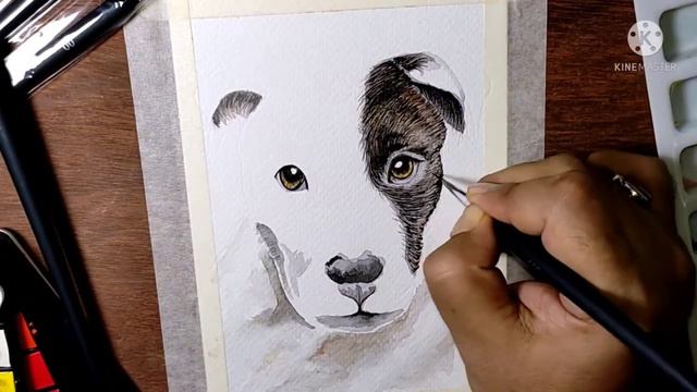 WaterColour Pitbull Drawing/ Art Diaries Day 4 смотреть онлайн