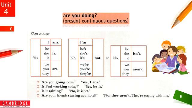 UT- 04 - PRESENT CONTINUOUS (QUESTIONS) - CAMBRIDGE ENGLISH- BEGINNERS -[TEACHING /EXERCISE/ANSWERS смотреть онлайн