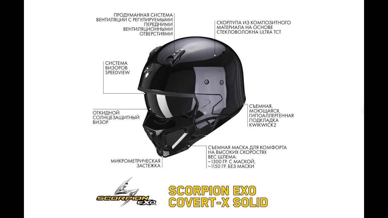 Мотошлем SCORPION EXO COVERT-X SOLID смотреть онлайн