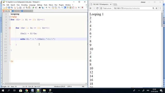 06 Looping php - Pengulangan - Aqila Coding Course смотреть онлайн