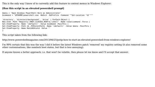 Add 'Open Powershell here as admin' option to folder context menu (3 Solutions!!) смотреть онлайн