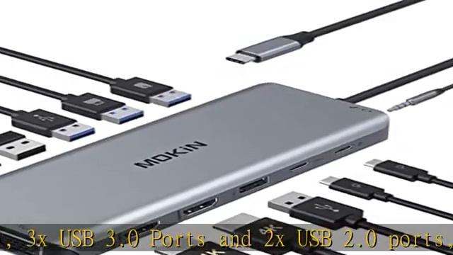USB C Docking Station Dual Monitor, 14 in 1 USB-C Laptop Docking Station USB Type C Hub Multiport A смотреть онлайн