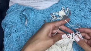 МК - Красивое платье для новорождённой девочки спицами (два узора) уровень сложности - новичок