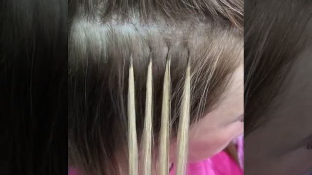 Наращивание волос на цветной кератин