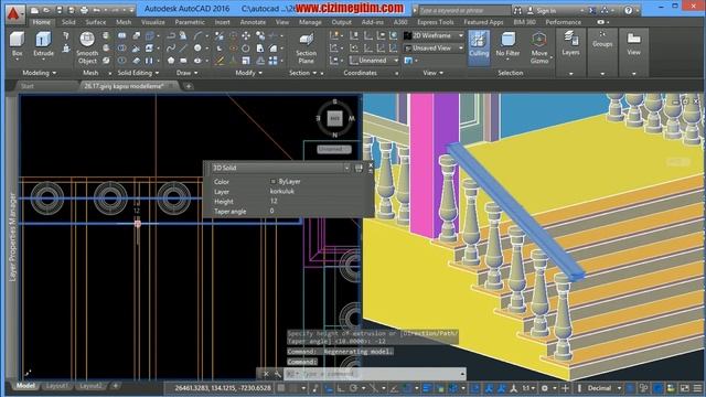 AutoCAD 2016 Eğitim Seti (merdiven korkuluklarını modelleme) смотреть онлайн