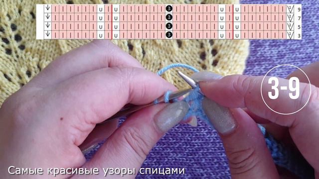 Простой ажурный узор спицами, видеоурок смотреть онлайн