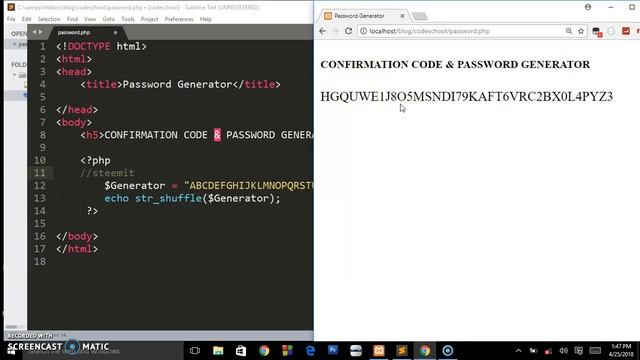 How to generate simple random password & Confirmation codes using PHP смотреть онлайн