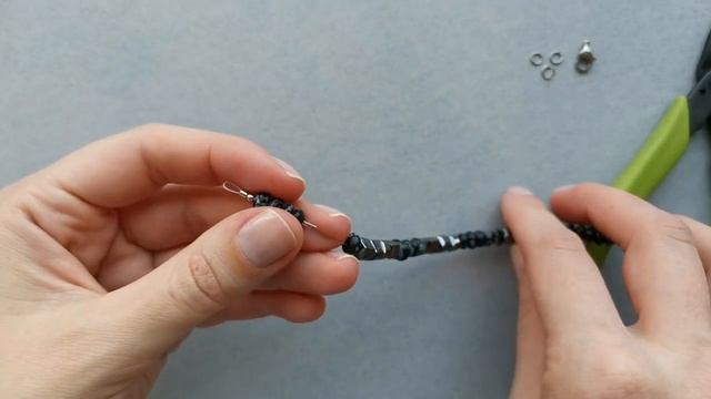 Мастер-класс. Браслет с обсидианом и гематитом. Своими руками. Handmade. Bracelet. смотреть онлайн