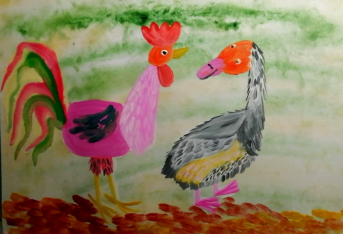 Как нарисовать петушка и гуся из русской народной сказки. смотреть онлайн