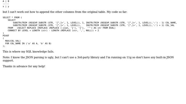 Databases: Nested, inline pivot table (oracle) смотреть онлайн