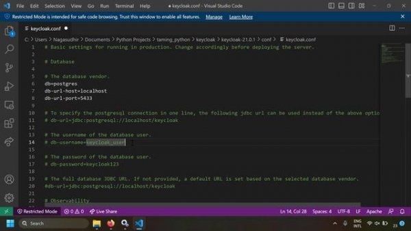 Configure Keycloak to use a PostgreSQL database