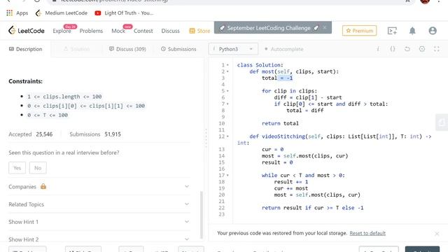 LeetCode 1024 - Video Stitching смотреть онлайн