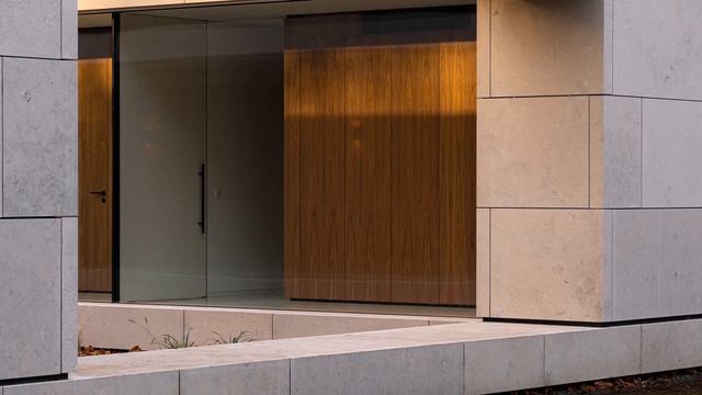 House Design With Central Courtyard Made Of Natural Stone And Wood On An Extensive Forest