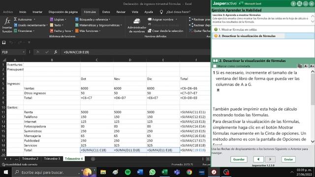 Mostrar fórmulas Excel 2019 Jasperactive Tema: 3.7 смотреть онлайн
