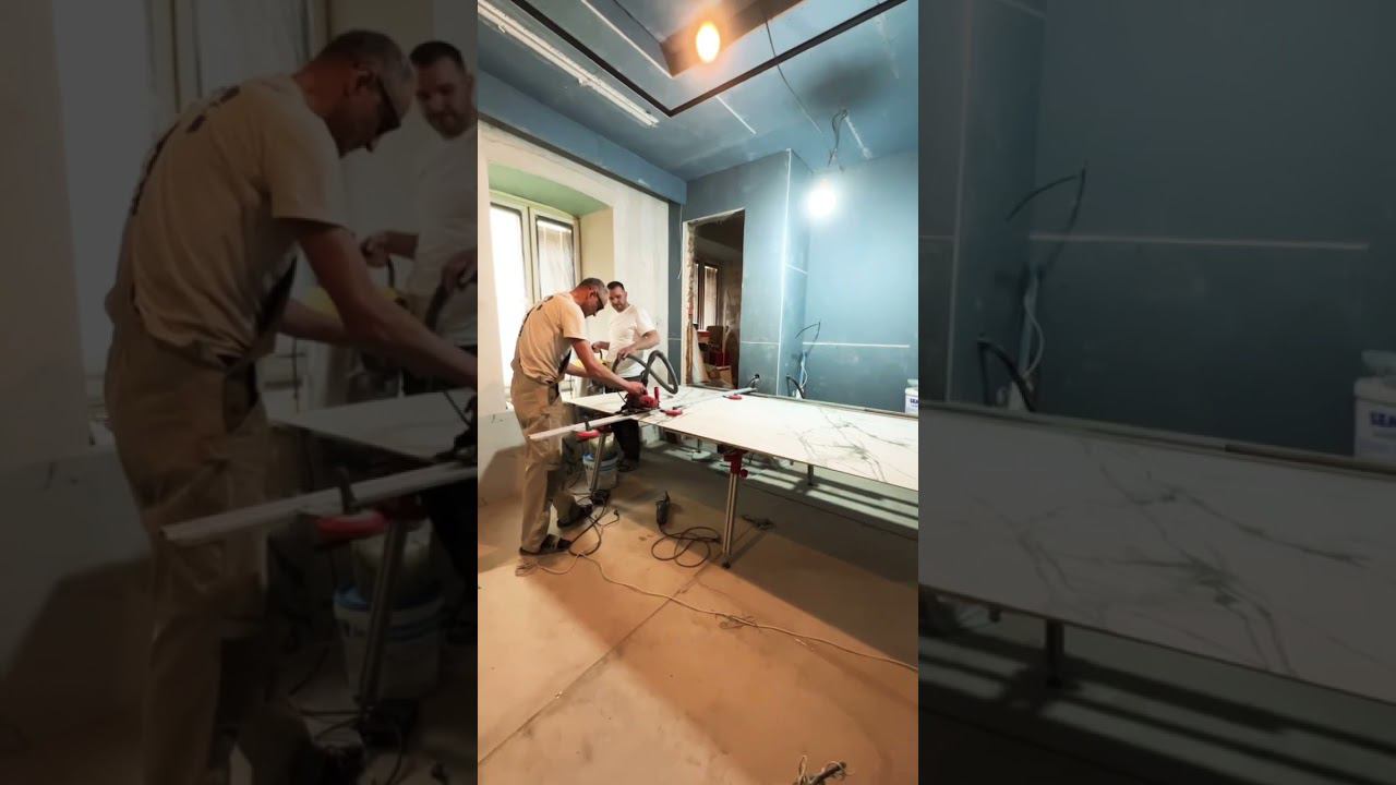 Работы с крупноформатным керамогранитом | Чистовой этап ремонтных работ смотреть онлайн